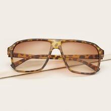 Romwe Guys Tortoiseshell Tinted Lens Sunglasses
