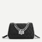 Romwe Chain Detail Quilted Satchel Bag