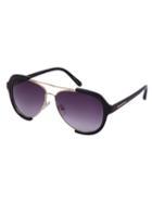 Romwe Black Open Frame Double Bridge Aviator Sunglasses