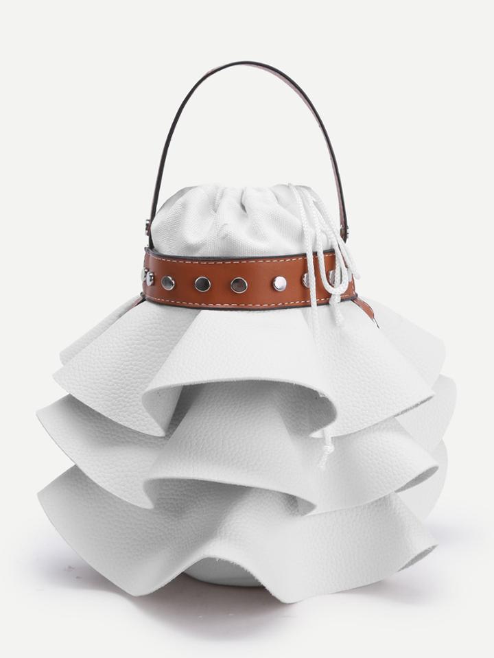 Romwe Tiered Bucket Bag With Chain