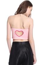 Romwe Romwe Heart-shaped Cutout Pink Bandeau