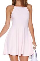 Romwe Romwe Backless High Waist Sheer Pink Dress