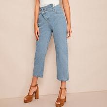 Romwe Asymmetrical Straight Leg Jeans