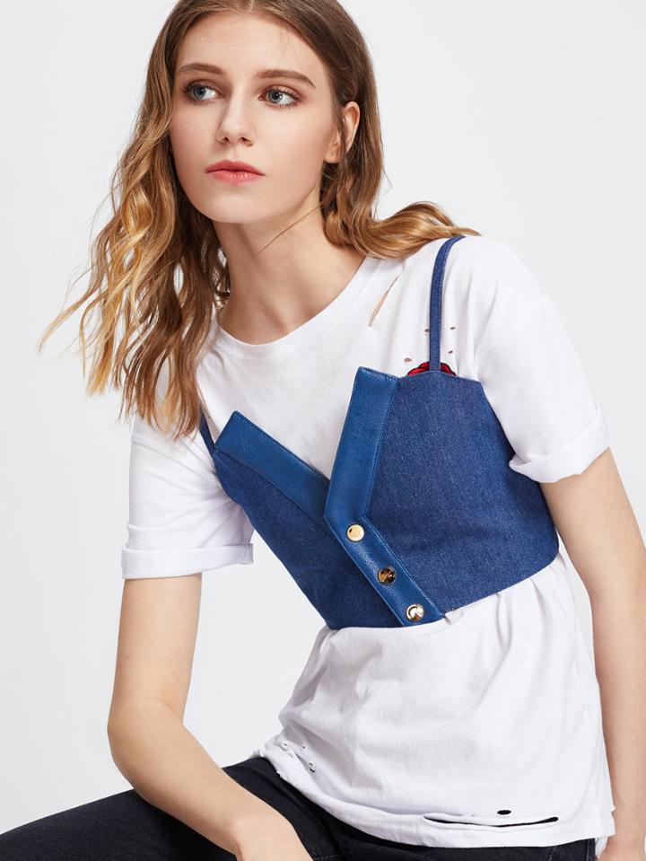 Romwe Denim Crop Cami Corset