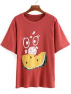 Romwe Watermelon Patch Print T-shirt