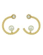 Romwe Alloy Gold Plated Rhinestone Moon Stud Earrings For Women