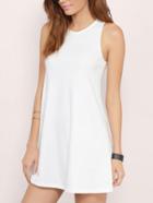 Romwe Round Neck Sleeveless Slim White Dress