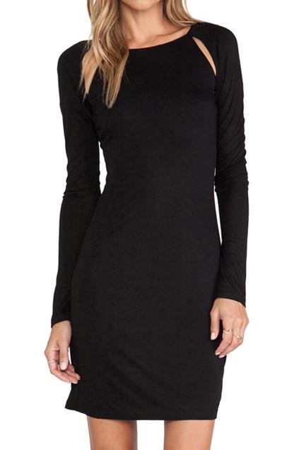 Romwe Cut-out Sheer Black Slim Dress