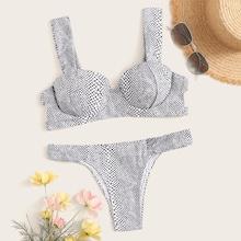 Romwe Crocodile Print Underwire Bikini Set