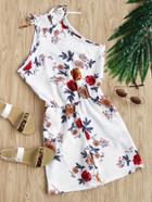 Romwe Floral Print Split Back Romper