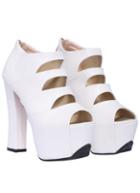 Romwe White Hollow High Heel Hidden Platform Shoes