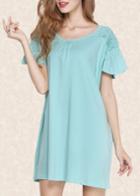 Romwe Butterfly Sleeve Loose Green T-shirt