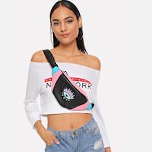 Romwe Eye Print Color-block Bum Bag
