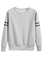 Romwe Light Grey Varsity Striped Sweatshirt