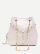 Romwe Beaded Detail Bucket Bag With Chain