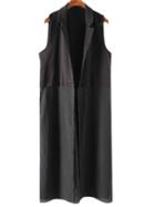 Romwe Black Lapel Cardigan Vest Outerwear