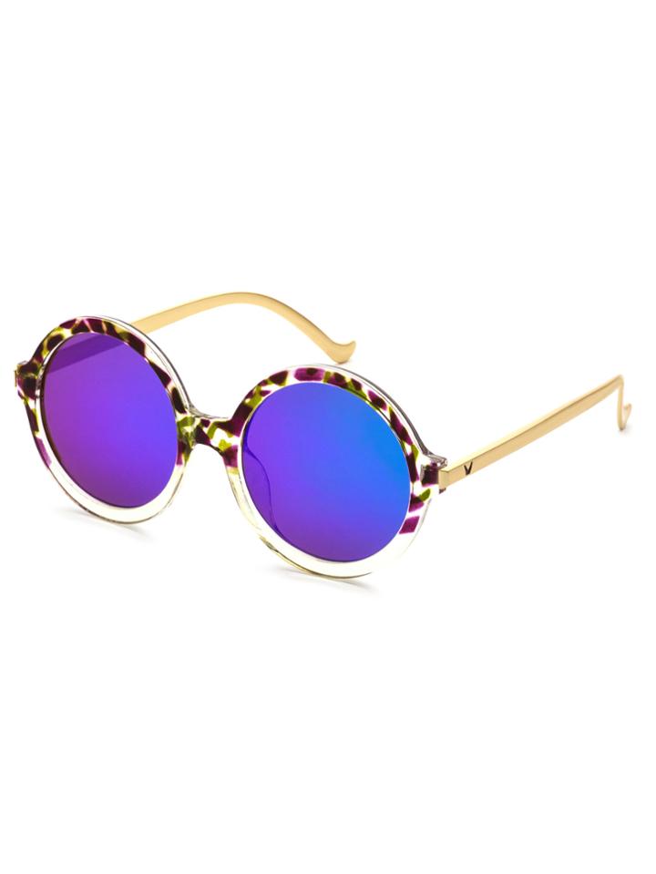 Romwe Green Tortoise Clear Frame Gold Arm Sunglasses