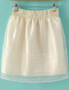 Romwe Elastic Waist Organza Skirt