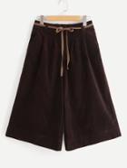 Romwe Wide Leg Corduroy Capri Pants