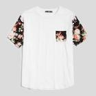 Romwe Guys Floral Sleeve And Pocket T-shirt