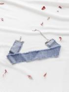 Romwe Blue Frayed Denim Choker