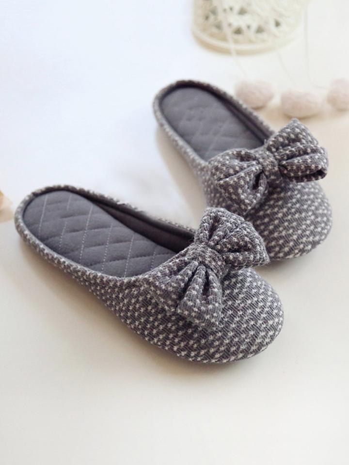 Romwe Bow Tie Ballet Slippers