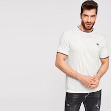 Romwe Guys Contrast Binding Tropical Embroidery Top