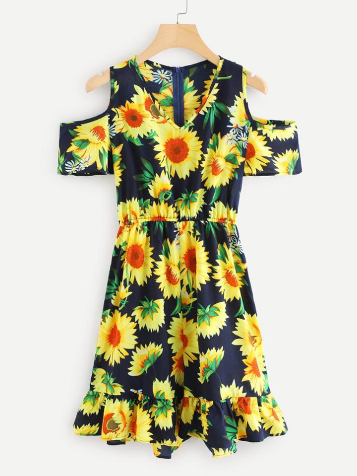 Romwe V Neckline Floral Print Romper