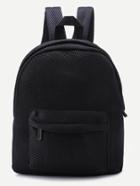 Romwe Black Front Zipper Nylon Mesh Backpack