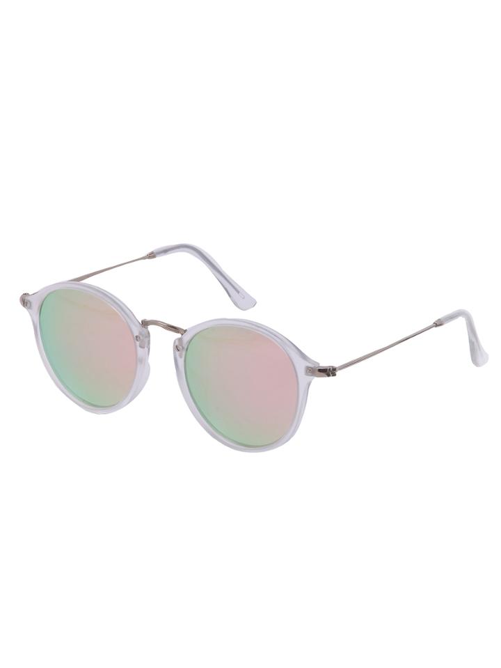 Romwe Pink Lenses Round Frame Sunglasses