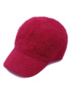 Romwe Red Rabbit Hair Fuzzy Warm Baseball Cap