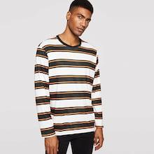 Romwe Men Round Neck Color-block Tee