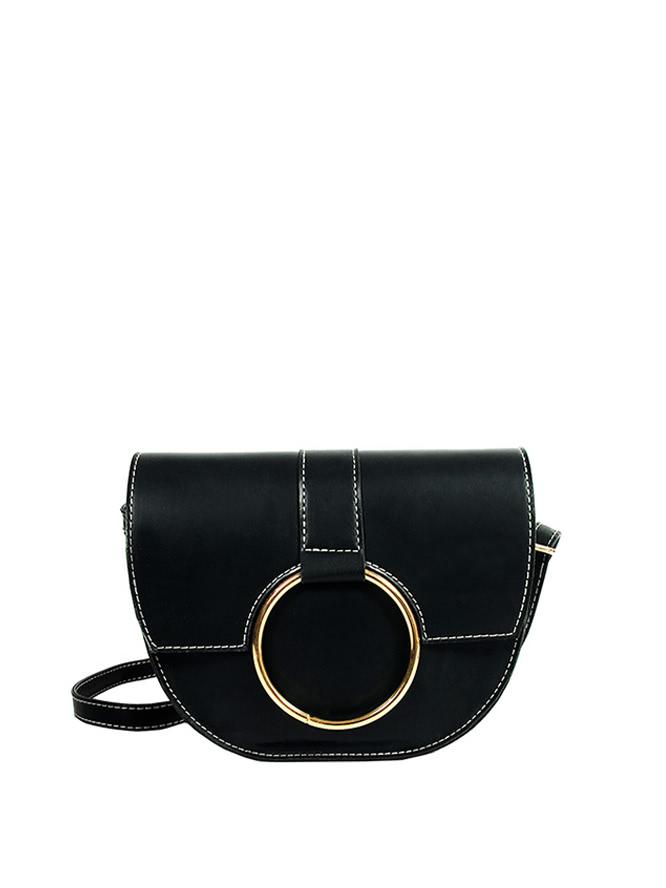 Romwe Ring Front Pu Crossbody Bag