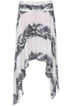 Romwe Leaf Print White Midi Skirt
