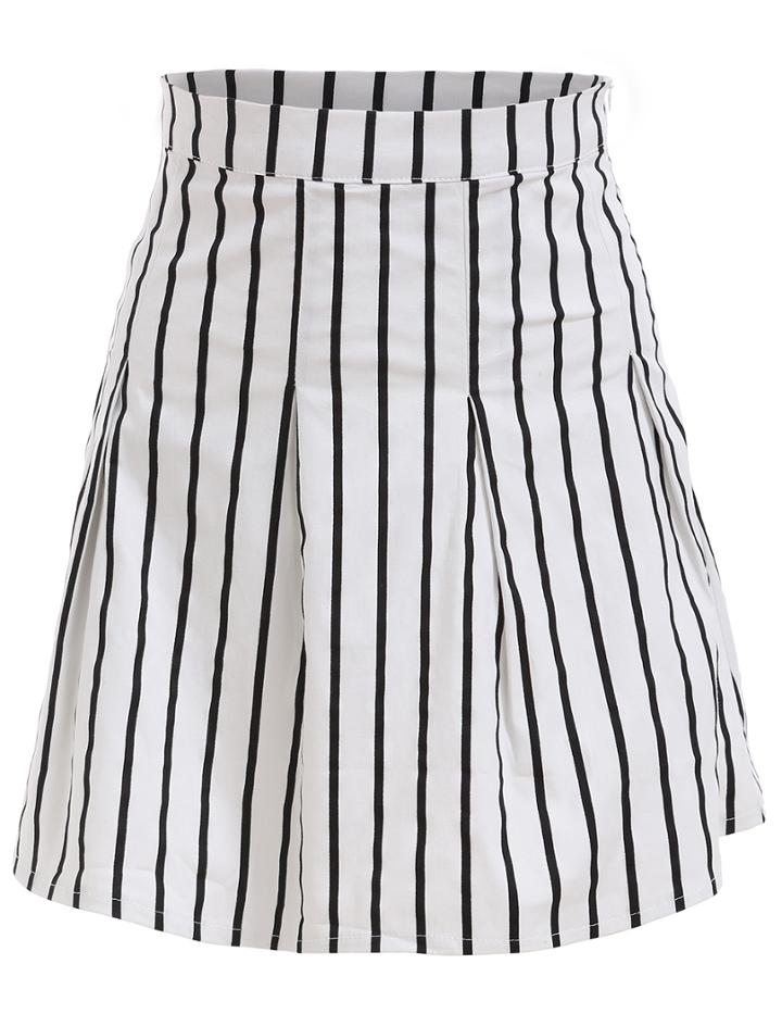 Romwe High Waist Vertical Striped Skirt