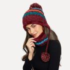 Romwe Pom-pom Decorated Hat With Fluffy Neck-warmer Set 2pcs