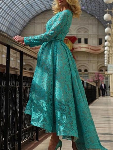 Romwe High Low Lace Evening Dress