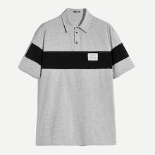 Romwe Guys Contrast Panel Letter Patched Polo T-shirt