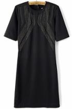 Romwe Black Short Sleeve Bead Slim Dress