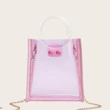 Romwe Clear Chain Satchel Bag With Ring Handle