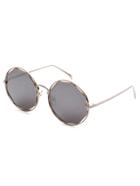 Romwe Silver Frame Grey Lens Hollow Out Sunglasses