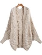 Romwe Cable Knit Loose Cardigan