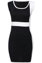 Romwe Colour-block Sleeveless Bodycon Knit Dress