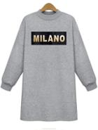 Romwe Milano Print Loose Grey Dress