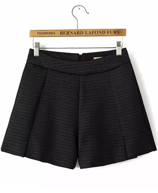 Romwe Black Zipper Loose Shorts