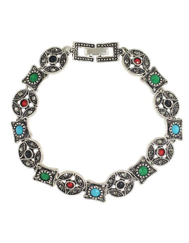 Romwe Colorful Imitation Gemstone Wrap Bracelet