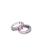 Romwe Pink Rhinestone Embellished 2pcs Ring Set