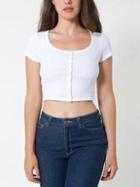 Romwe White Buttons Crop T-shirt