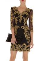 Romwe Black V Neck Embroidered Sheer Mesh Yoke Dress