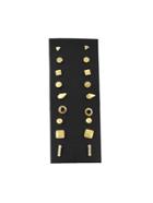 Romwe 9 Pairs/set Gold Color Geometric Small Ear Stud Earrings